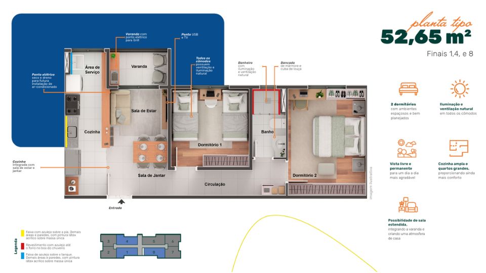 Planta 52m²