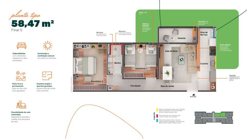 Planta 58m²